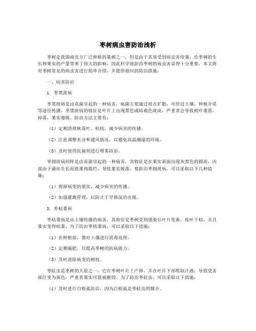 枣树病虫害防治浅析