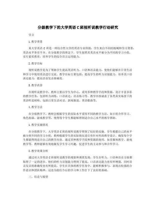 分级教学下的大学英语C班视听说教学行动研究