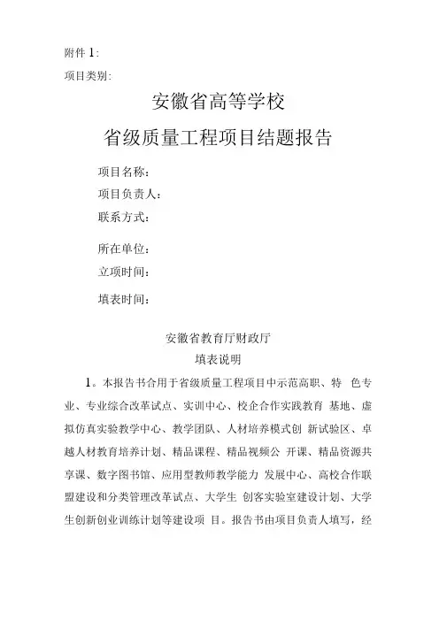 省级质量工程项目结题报告