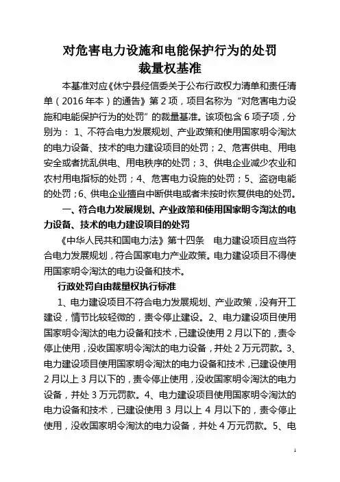 对危害电力设施和电能保护行为的处罚