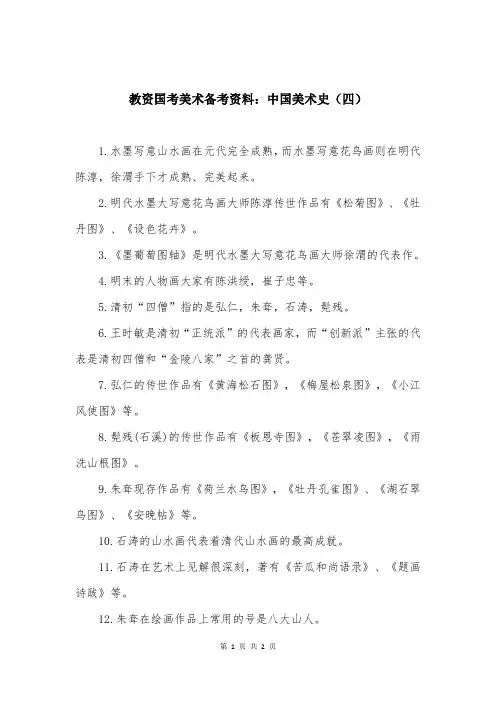教资国考美术备考资料：中国美术史（四）
