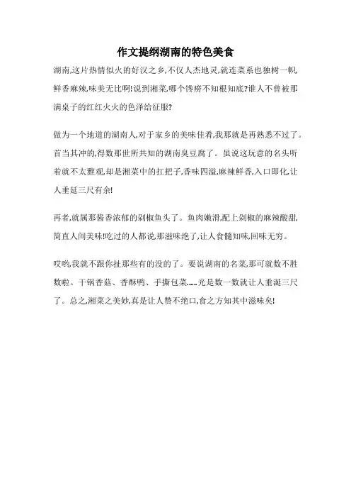 作文提纲湖南的特色美食