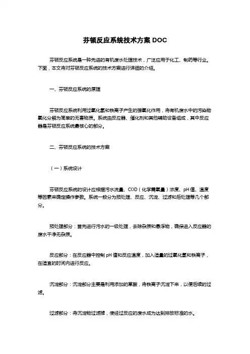 芬顿反应系统技术方案DOC
