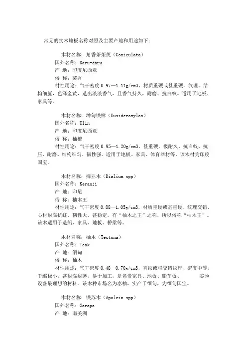 木地板名称及种类
