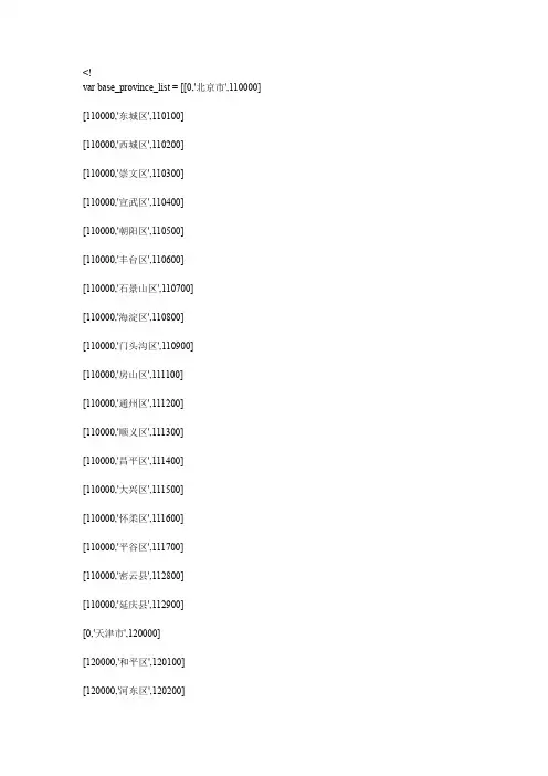 中国行政编码表