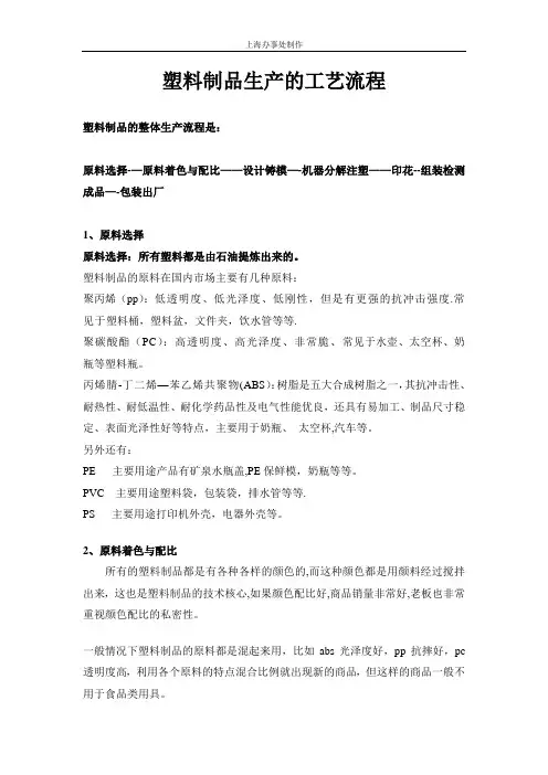 塑料制品生产的工艺流程【范本模板】