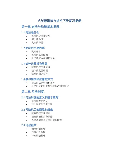 八年级道德与法治下册复习提纲