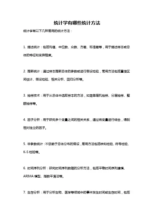 统计学有哪些统计方法