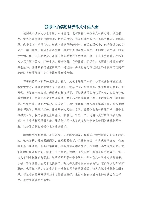 我眼中的缤纷世界作文评语大全