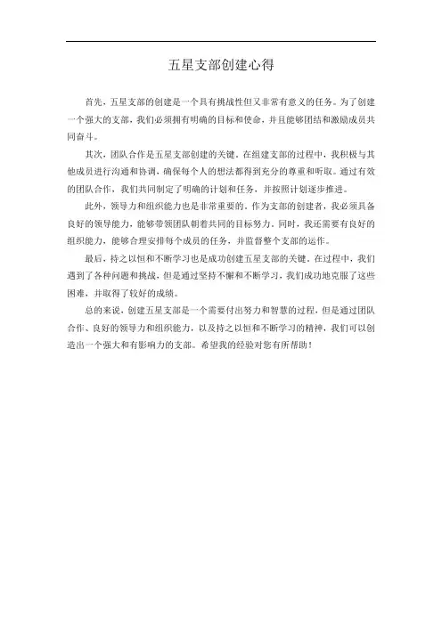 五星支部创建心得