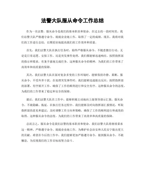 法警大队服从命令工作总结