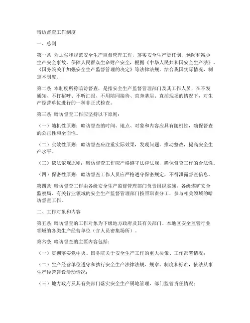 暗访督查工作制度