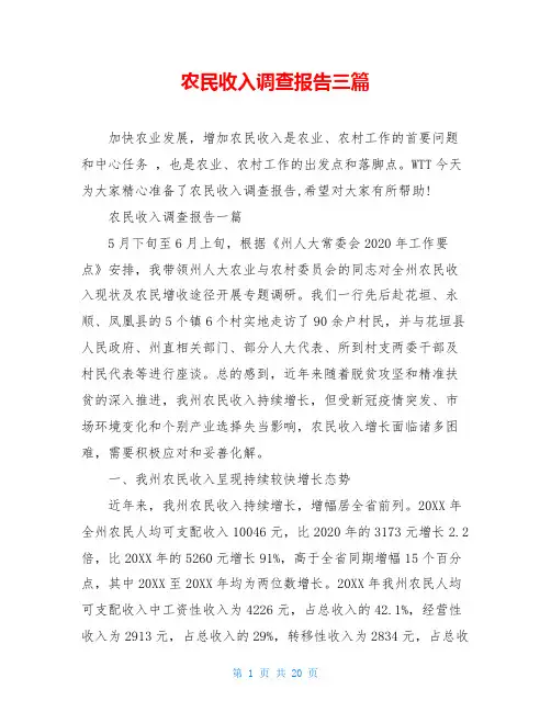 农民收入调查报告三篇