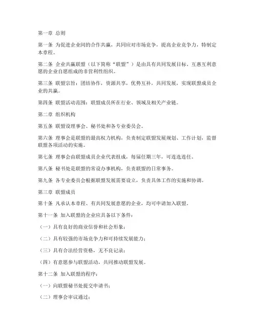 企业共赢联盟章程模板范文