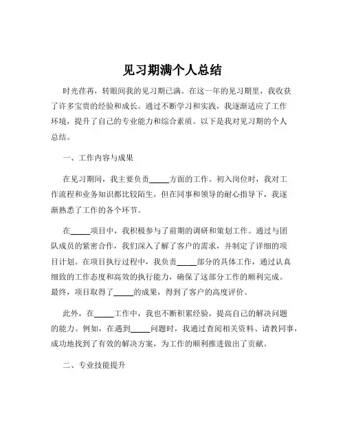 见习期满个人总结