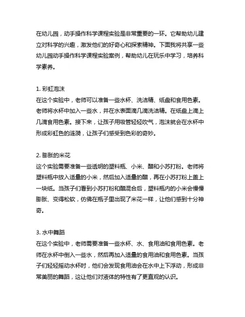 幼儿园动手操作科学课程实验案例