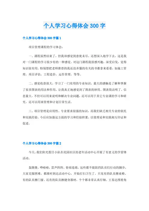 个人学习心得体会300字