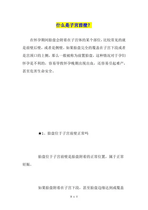 什么是子宫前壁？