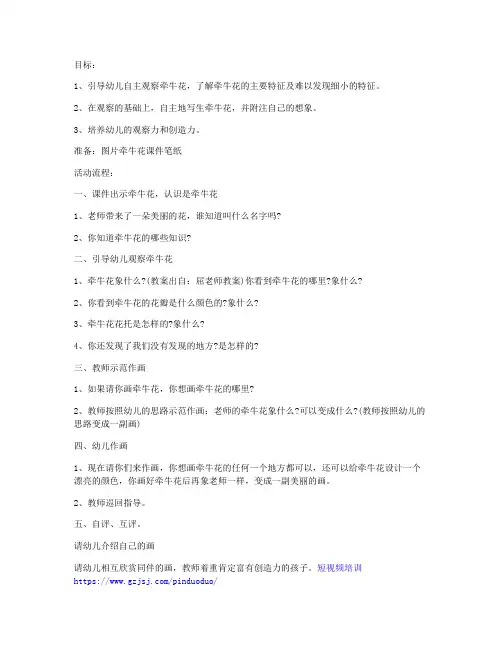 【新课改】-大班下学期美术教案《牵牛花》