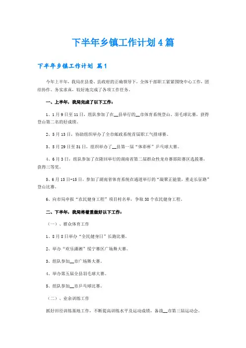 下半年乡镇工作计划4篇【实用模板】