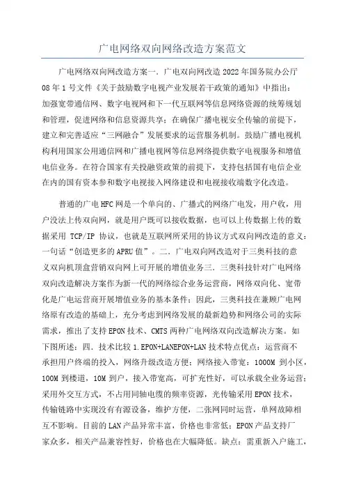 广电网络双向网络改造方案范文
