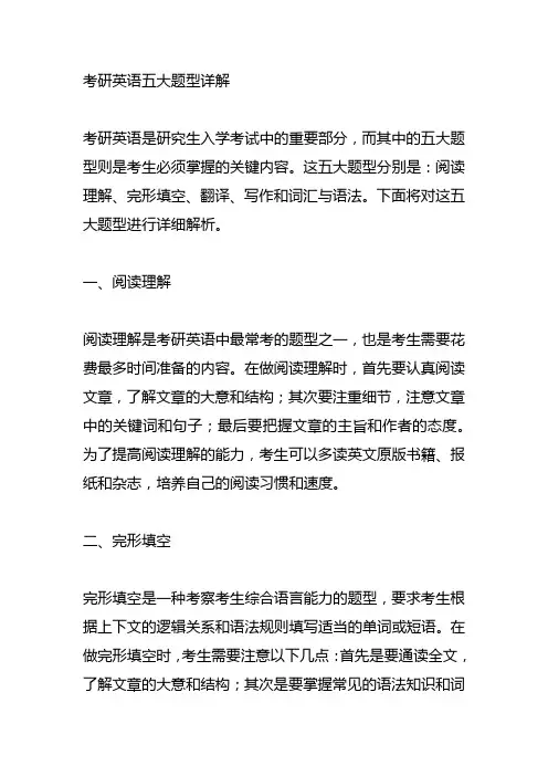 考研英语五大题型