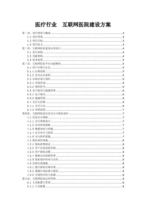 医疗行业  互联网医院建设方案