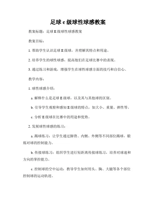 足球e级球性球感教案