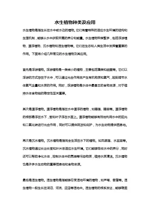 水生植物种类及应用