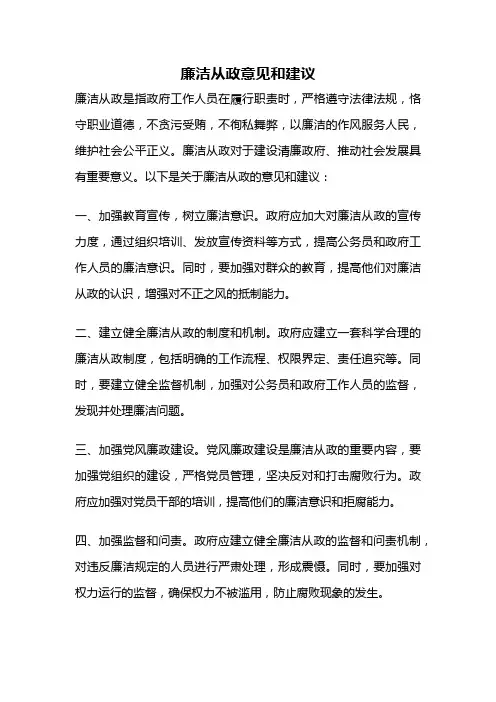 廉洁从政意见和建议