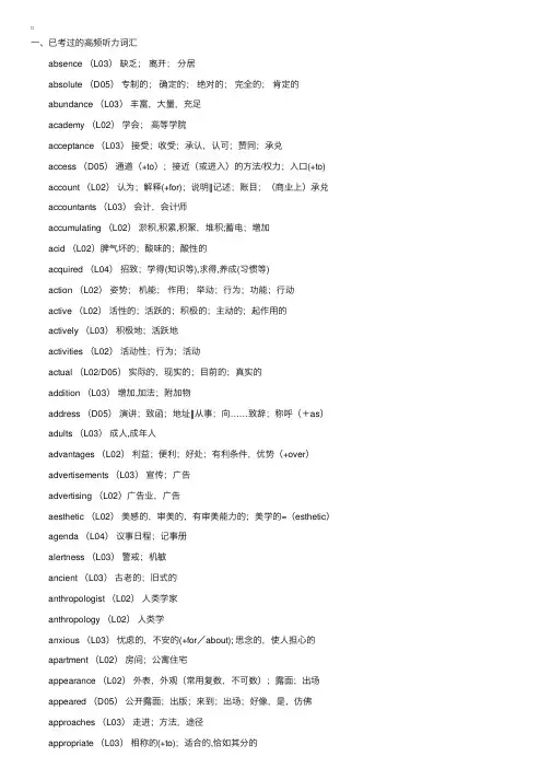 考研英语已考过的高频听力词汇