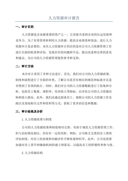 人力资源审计报告