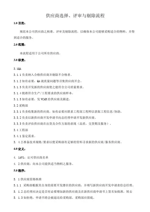 供应商选择评审与剔除流程