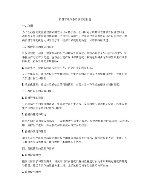质量管理体系看板管理制度
