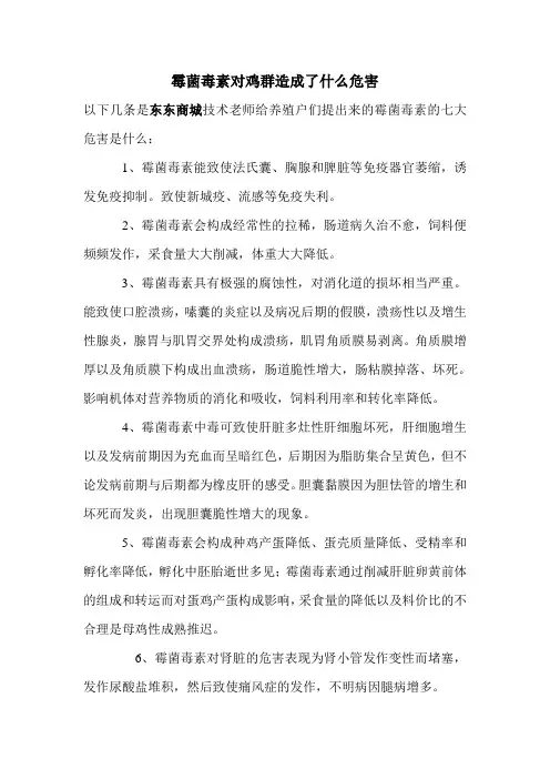 霉菌毒素对鸡群造成了什么危害