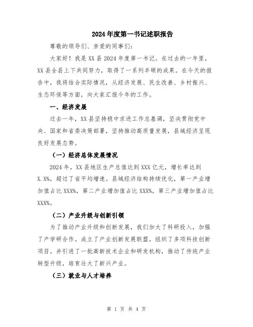 2024年度第一书记述职报告