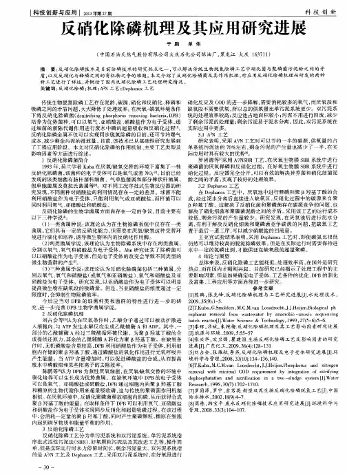 反硝化除磷机理及其应用研究进展