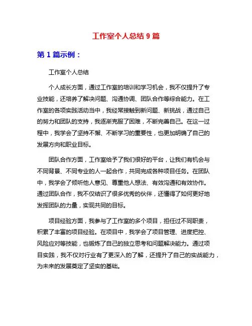 工作室个人总结9篇