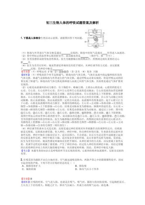 初三生物人体的呼吸试题答案及解析
