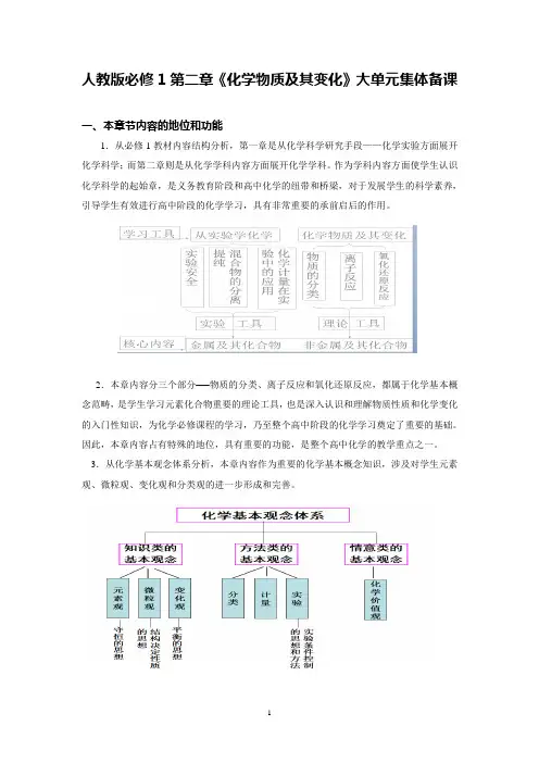 高中化学人教版必修一第二章《化学物质及其变化》集体备课