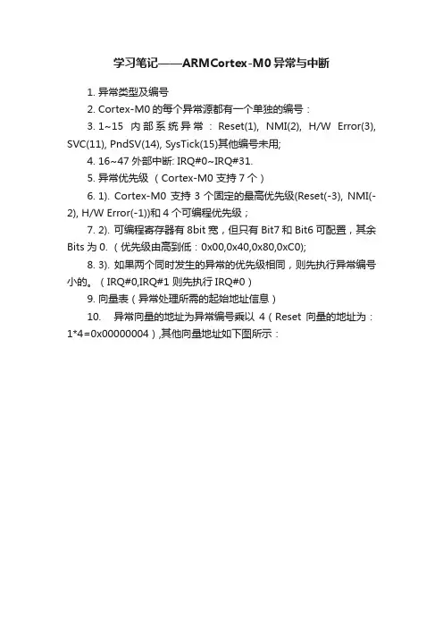 学习笔记——ARMCortex-M0异常与中断