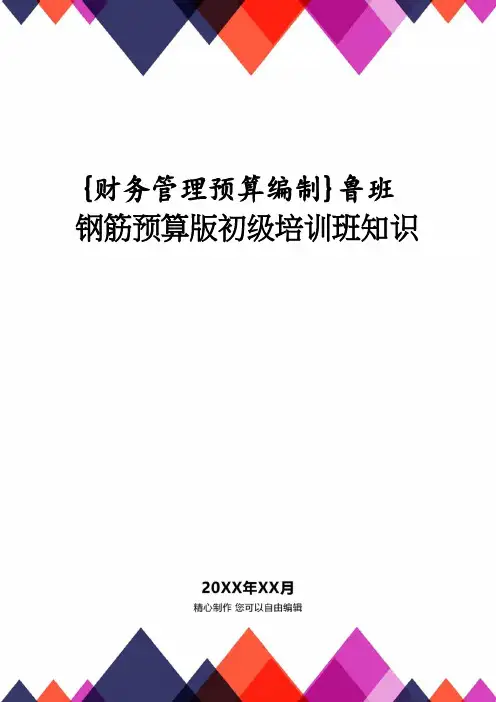 【财务管理预算编制 】鲁班钢筋预算版初级培训班知识