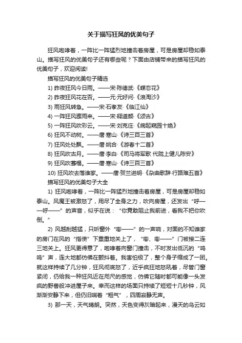 关于描写狂风的优美句子