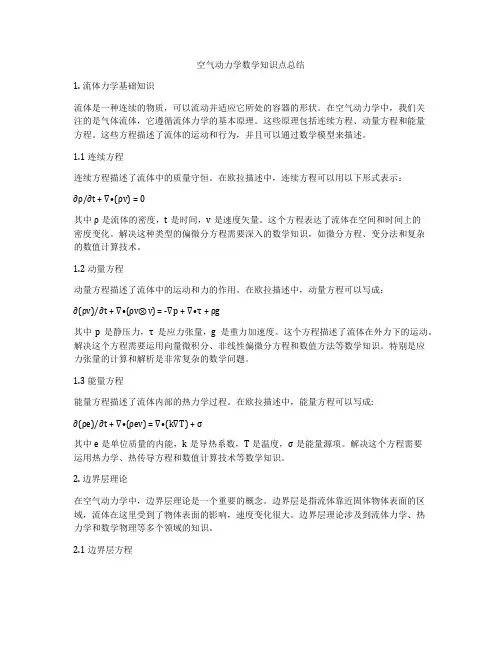 空气动力学数学知识点总结