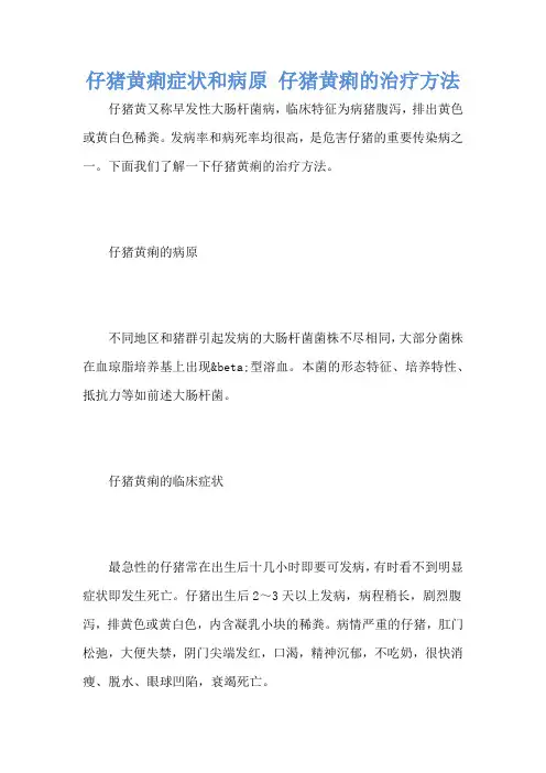 仔猪黄痢症状和病原 仔猪黄痢的治疗方法
