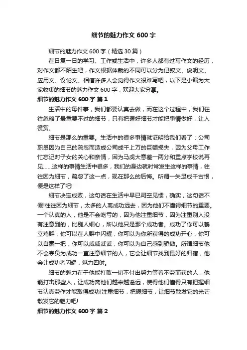 细节的魅力作文600字（精选30篇）