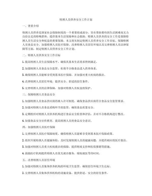 特困人员供养安全工作计划