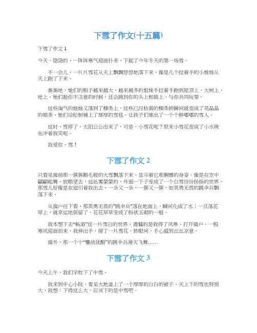 下雪了作文(十五篇)