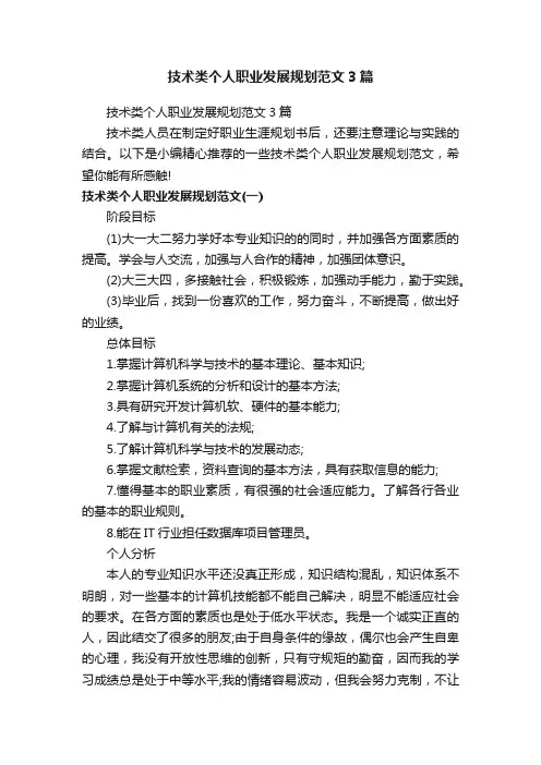 技术类个人职业发展规划范文3篇
