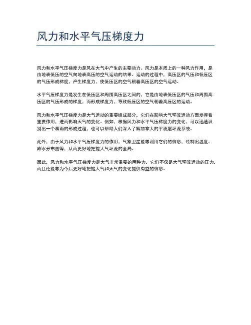 风力和水平气压梯度力